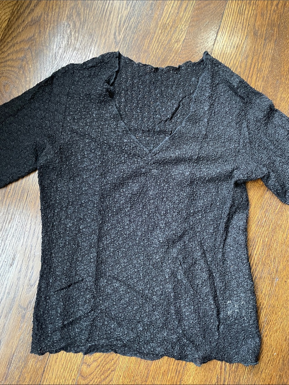 Surrealist, black lace stretchy long sleeve.